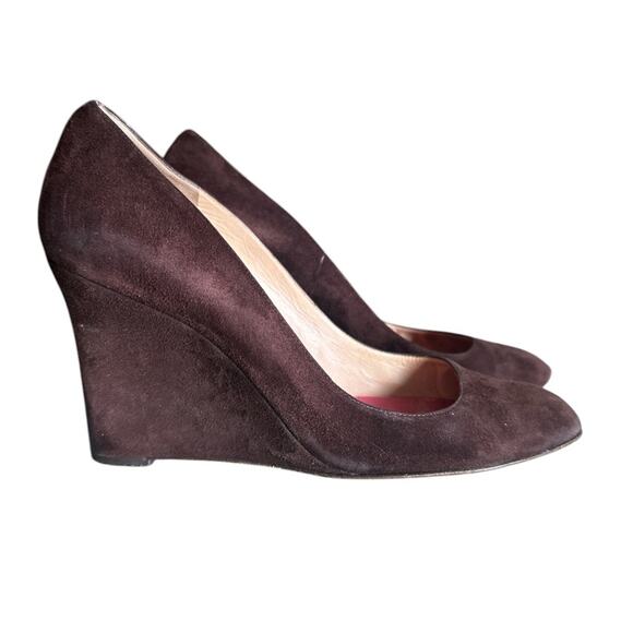 Kate Spade Brown Suede Wedge Heels Almond Toe Classic Pumps Shoes Size 9 - Picture 8 of 9